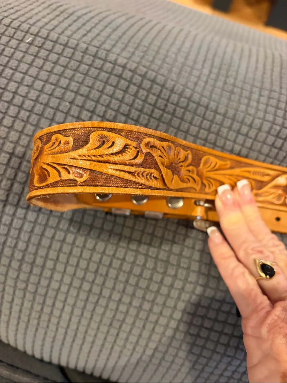 Chambers Brown/Tan Hand Tooled Leather Western Belt Silver Buckle Size 36 NWOTS!